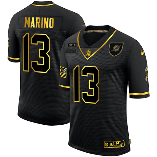 Miami Dolphins #13 Dan Marino Men Nike 2020 Salute To Service Golden Limited NFL black Jerseys